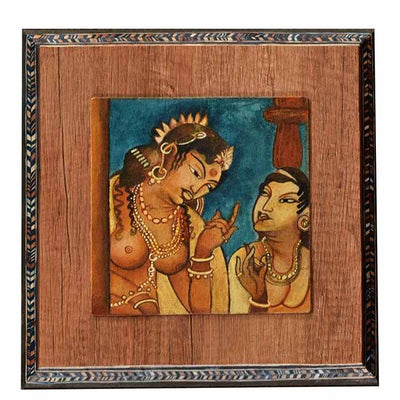 Apsara Ajanta Handpainted Wooden Wall Frame - Wall Decor - 2