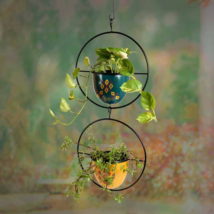 Colourful Hanging Planters - Set of 2 (12x6x27") - Decor & Living - 1