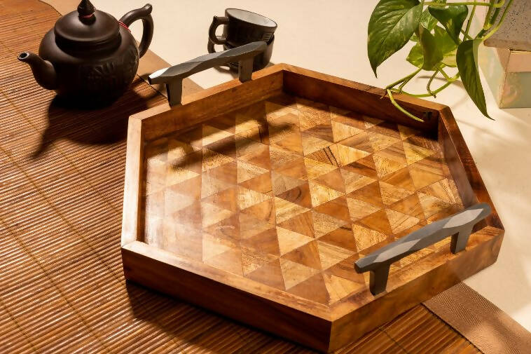 Tray Wooden Hex Mosaic - Dining & Kitchen - 1