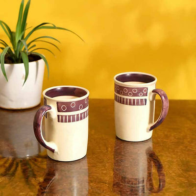Mug Ceramic Magenta Polka - Set of 2 (4x3x4") - Dining & Kitchen - 1
