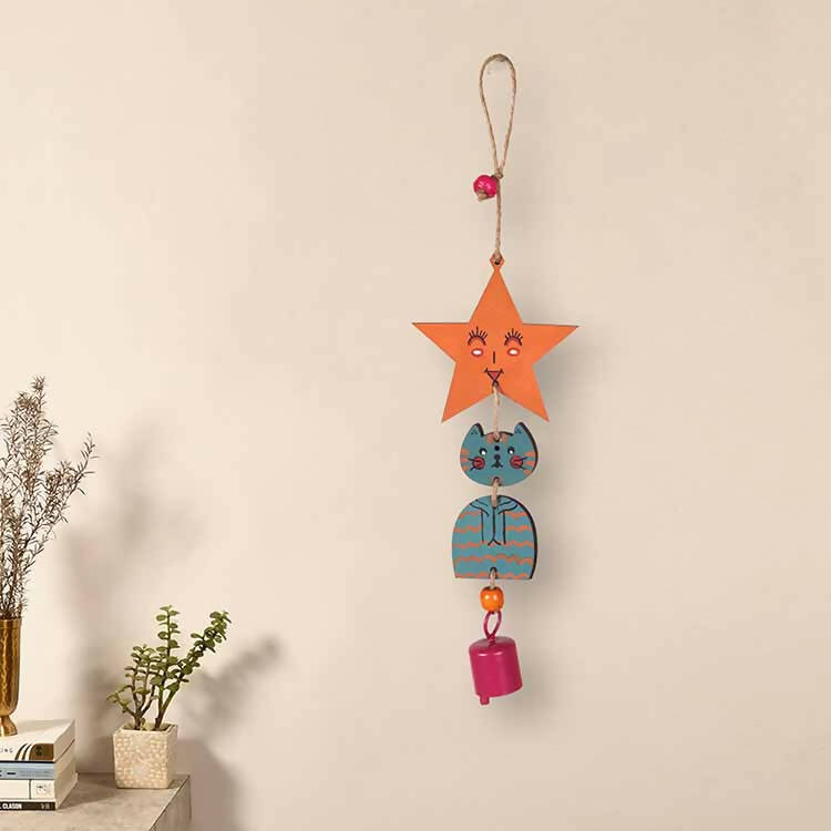 Turquoise Kitty Wind Chime (12x3") - Accessories - 1