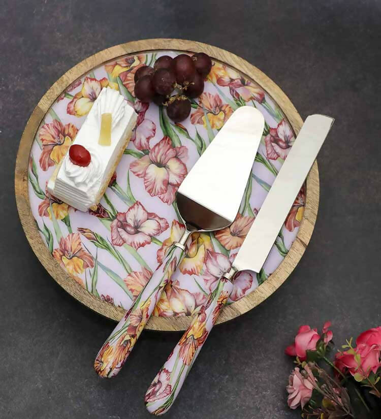 Purple Gladiolus Harmony Print Wooden Cake Stand - Dining & Kitchen - 1