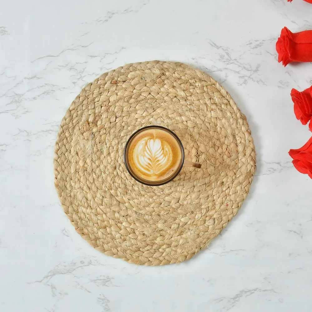 Jute Tea Coaster/ Placemat, Braided, Plain - Pack of 2 - Dining & Kitchen - 1