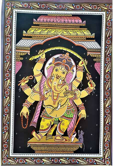 Pattachitra of Dancing Ganesha Theme - Wall Decor - 1