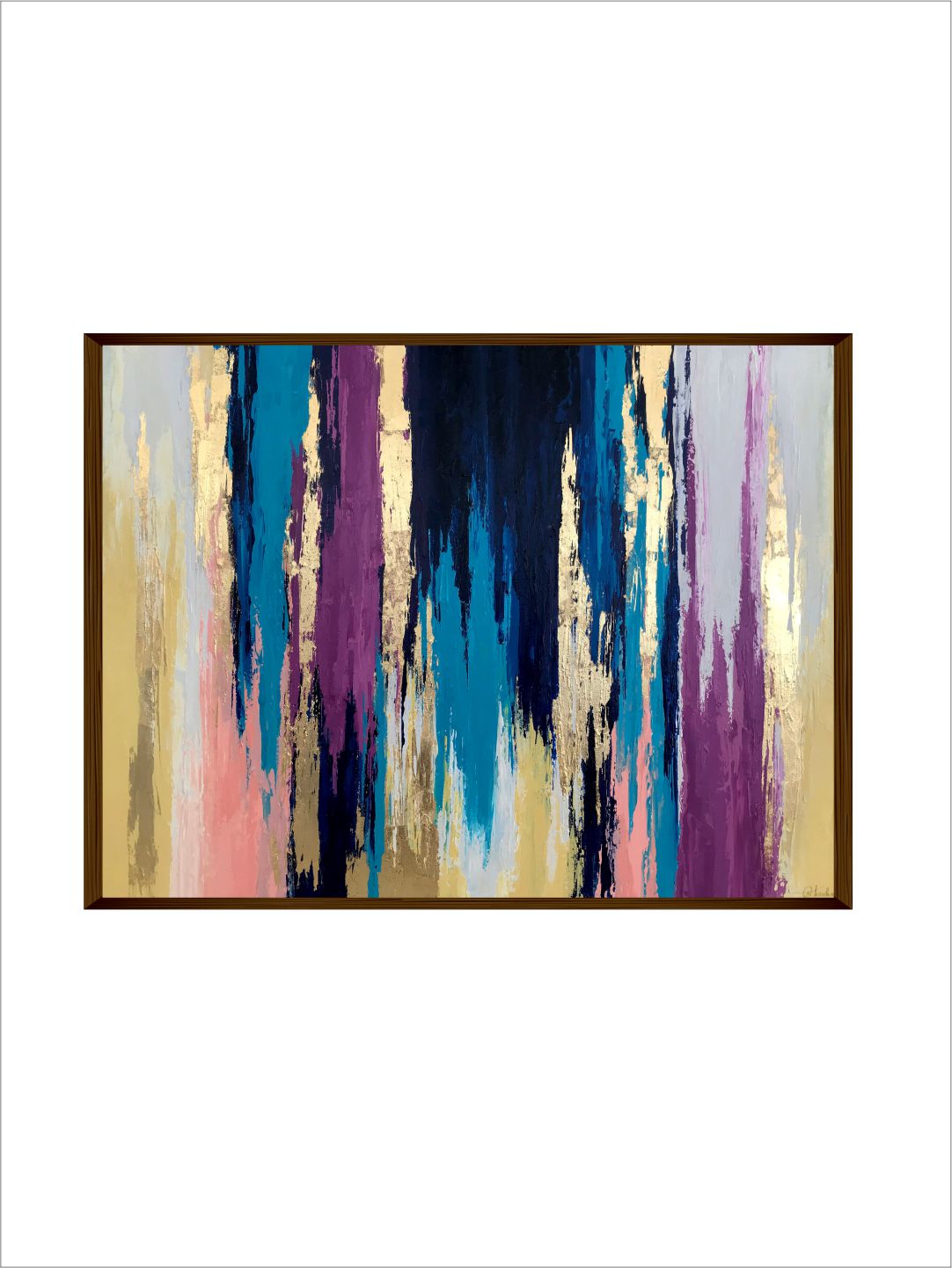 Pink Blue Gold Abstract - Wall Decor - 2