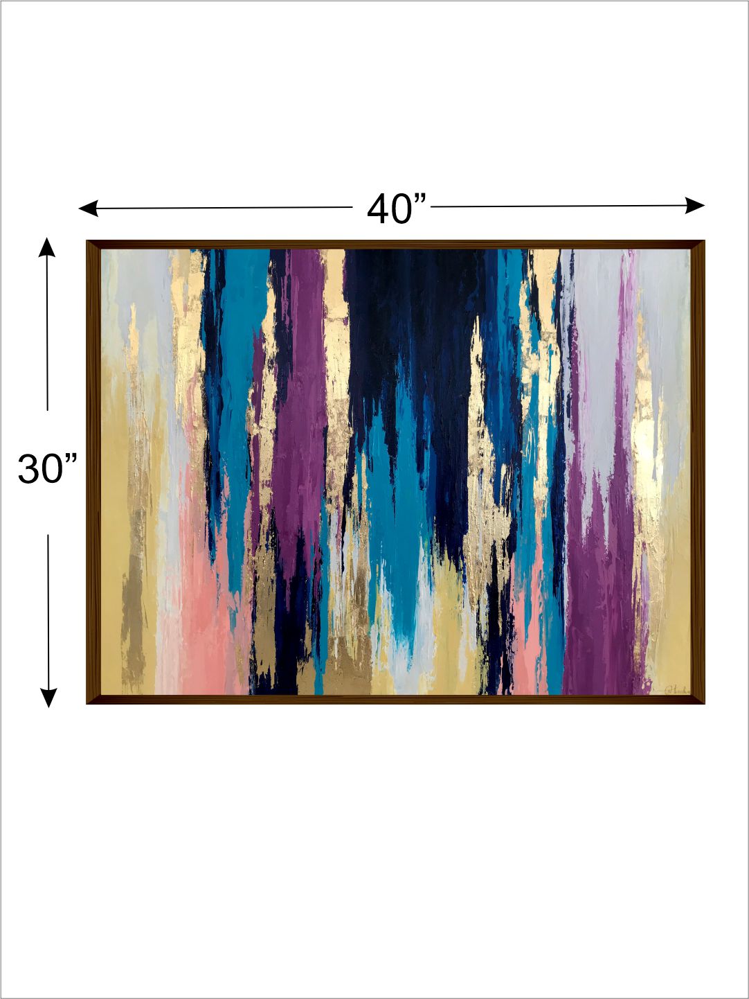 Pink Blue Gold Abstract - Wall Decor - 4