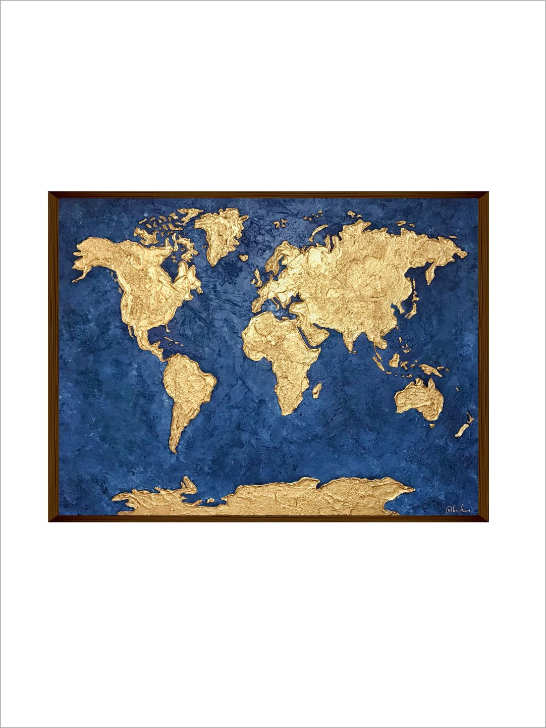Blue Gold World Map - Wall Decor - 2