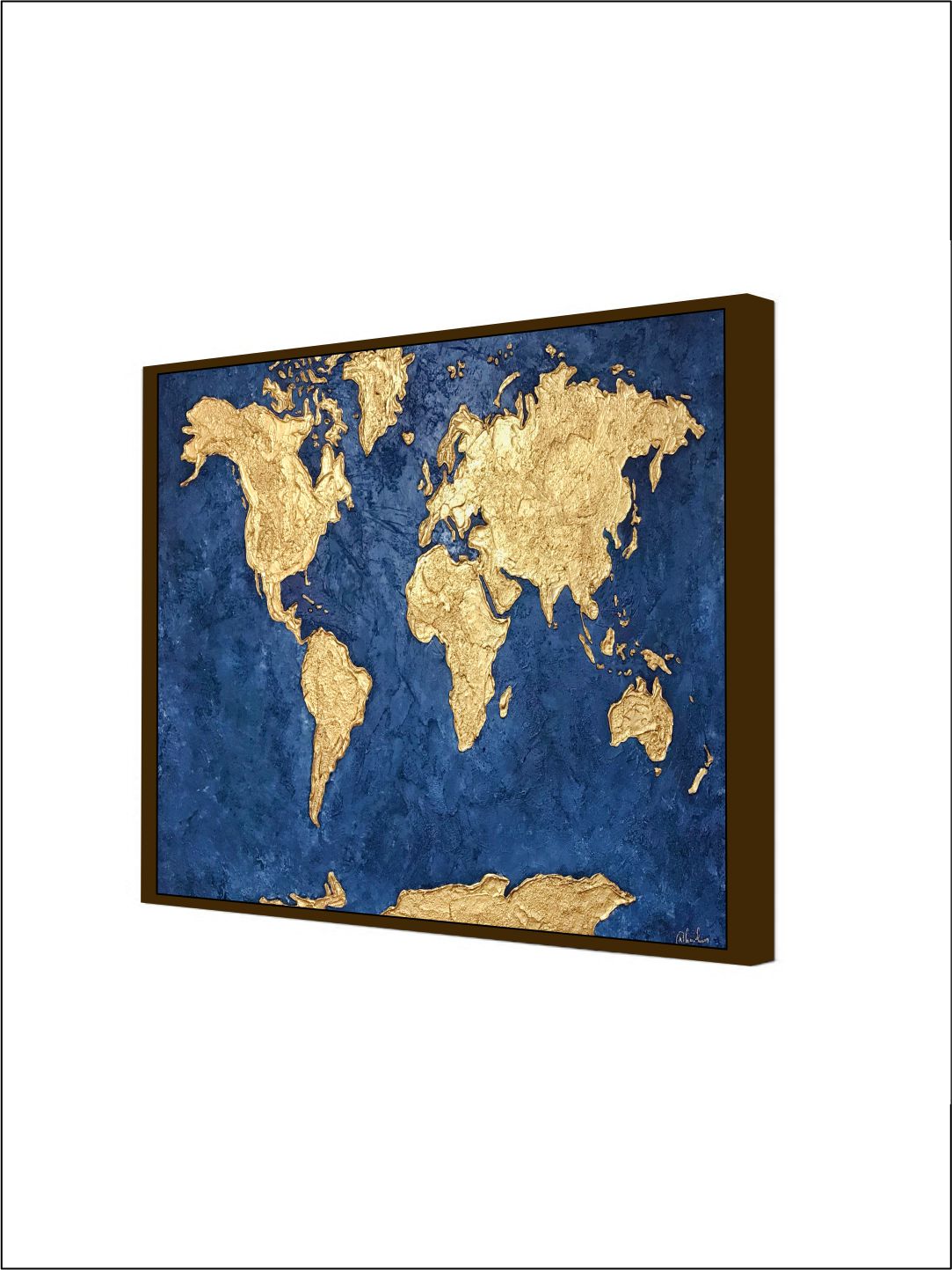 Blue Gold World Map - Wall Decor - 3