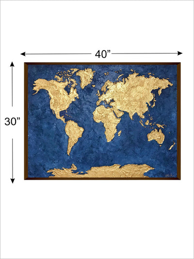 Blue Gold World Map - Wall Decor - 4