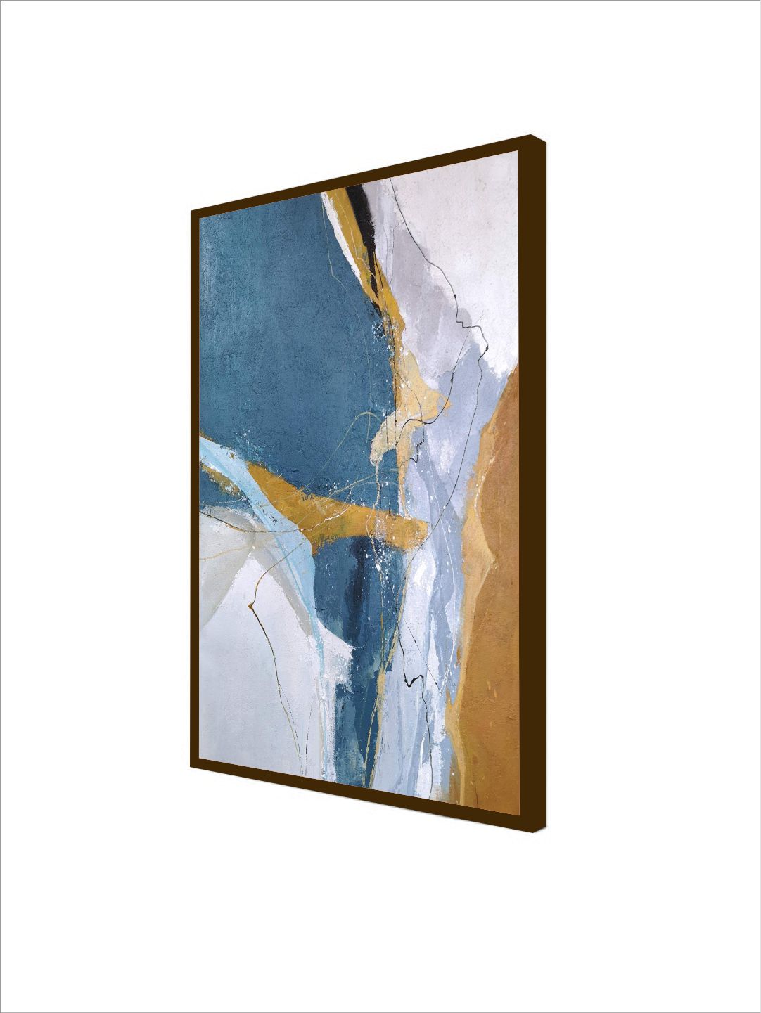 Blue Gold Abstract Art - Wall Decor - 3