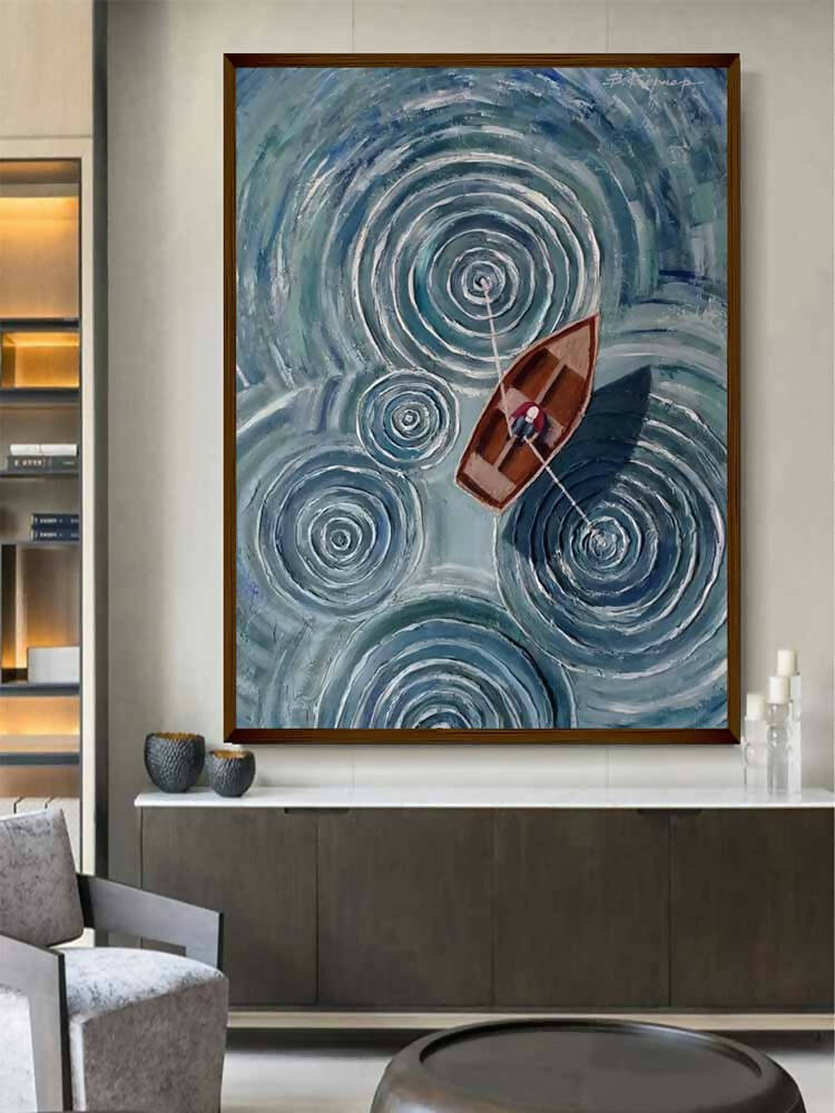 Landscape with Boat Abstract Art - Wall Decor - 1