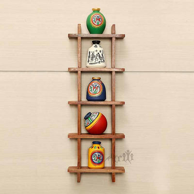 Wall Decor Ladder with 5 Pots - Wall Decor - 1