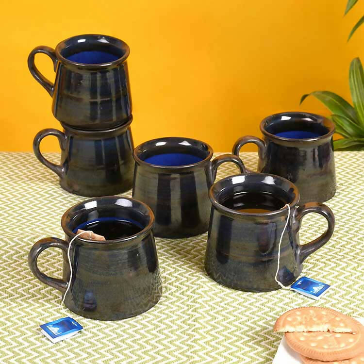Cup Ceramic Dark Blue - Set of 6 (4x2.7x2.7") - Dining & Kitchen - 1