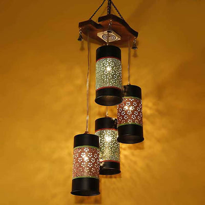 Celo-4 Chandelier with Cylindrical Metal Hanging Lamps (4 Shades) - Decor & Living - 1