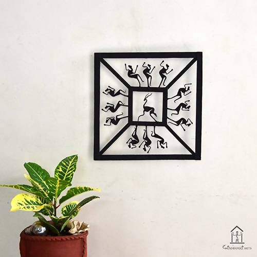 Wrought Iron Square Jaali Wall Hanging - Wall Decor - 1