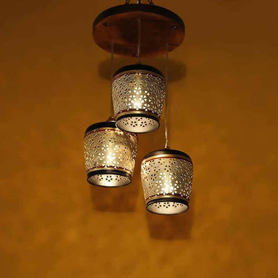 Moon-3 Chandelier with Metal Hanging Lamps in Simmering Gold (3 Shades) - Decor & Living - 1