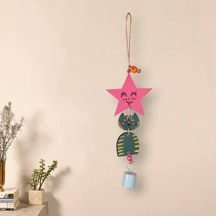Green Kitty Wind Chime (12x3") - Accessories - 1
