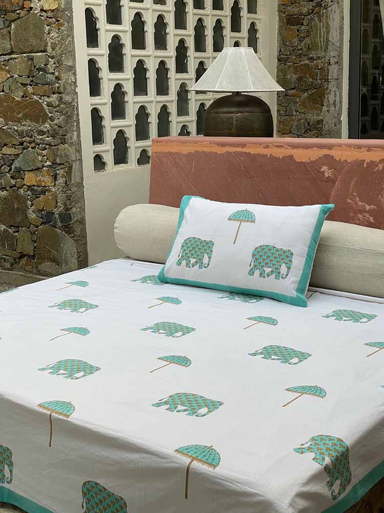 Emerald Green Elephant Bedsheet - Decor & Living - 2
