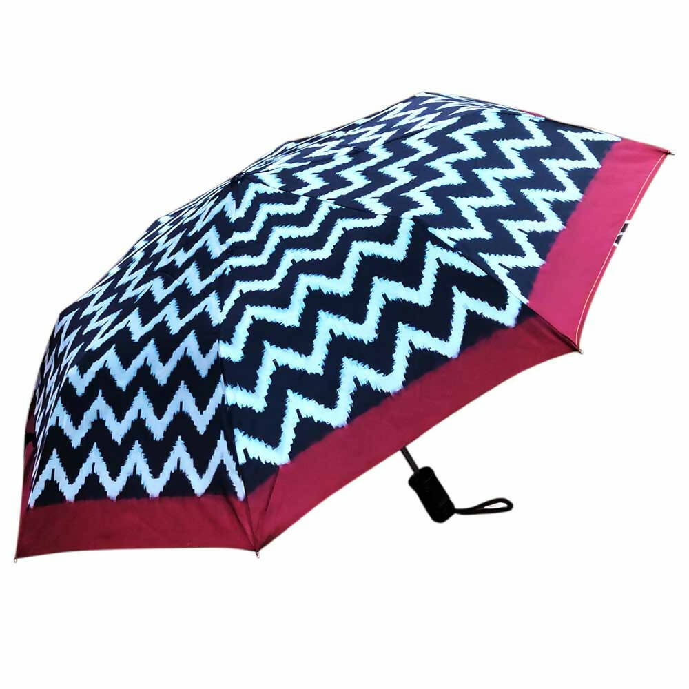 Black & Maroon Ikkat Three Fold Umbrella - Fashion & Lifestyle - 1