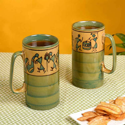 Mug Ceramic Yellow Warli - Set of 2 - Dining & Kitchen - 1