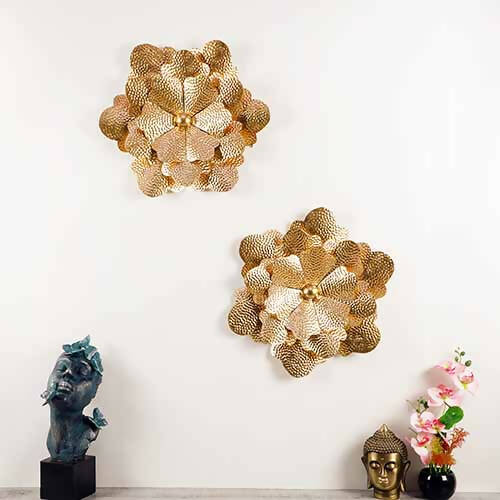 Gold Hammered Flower Wall Decor Set of 2