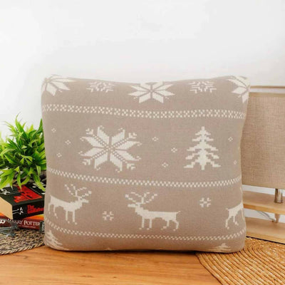 Cotton Knitted Cushion Cover Abstract, Christmas - Decor & Living - 1