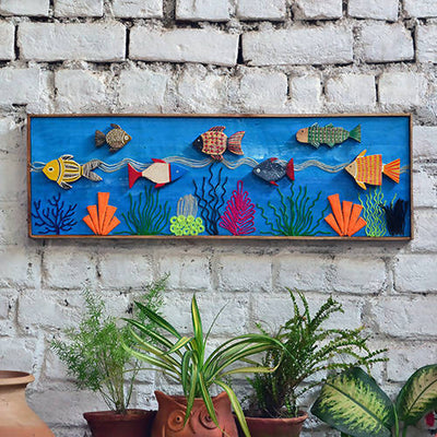 Wooden Hand Painted Fish Wall Decor - Wall Decor - 1