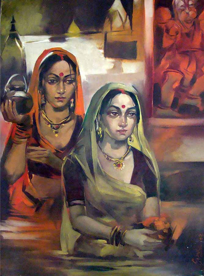 Women in Banaras Ghat - Wall Decor - 3