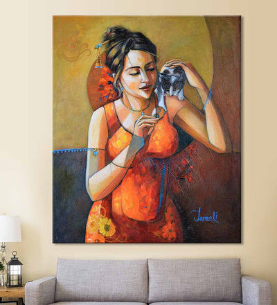 Cat with Girl - Wall Decor - 1