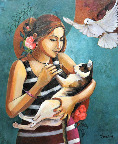 Girl with Cat 2 - Wall Decor - 2