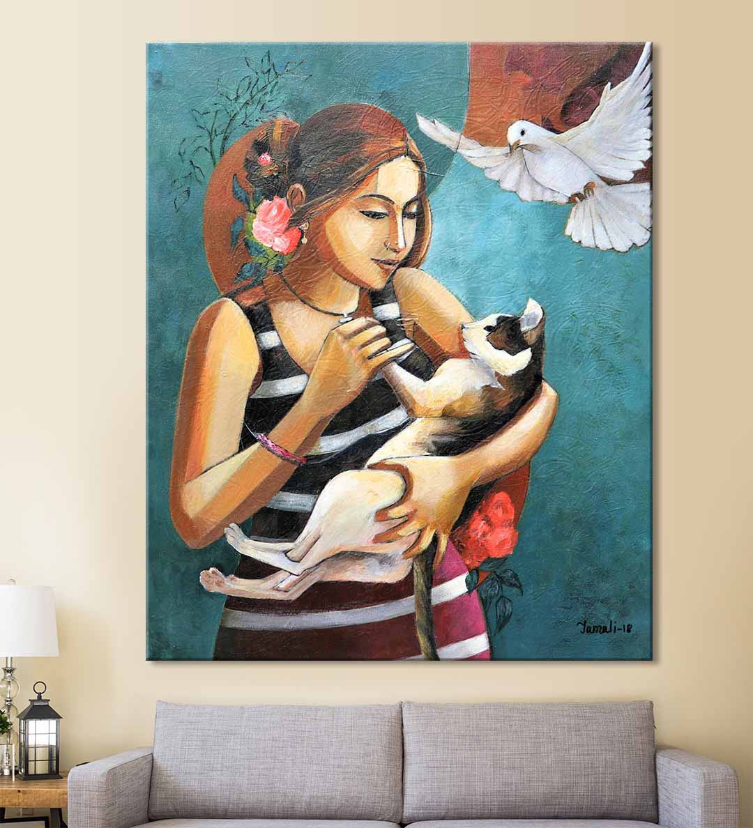 Girl with Cat 2 - Wall Decor - 1