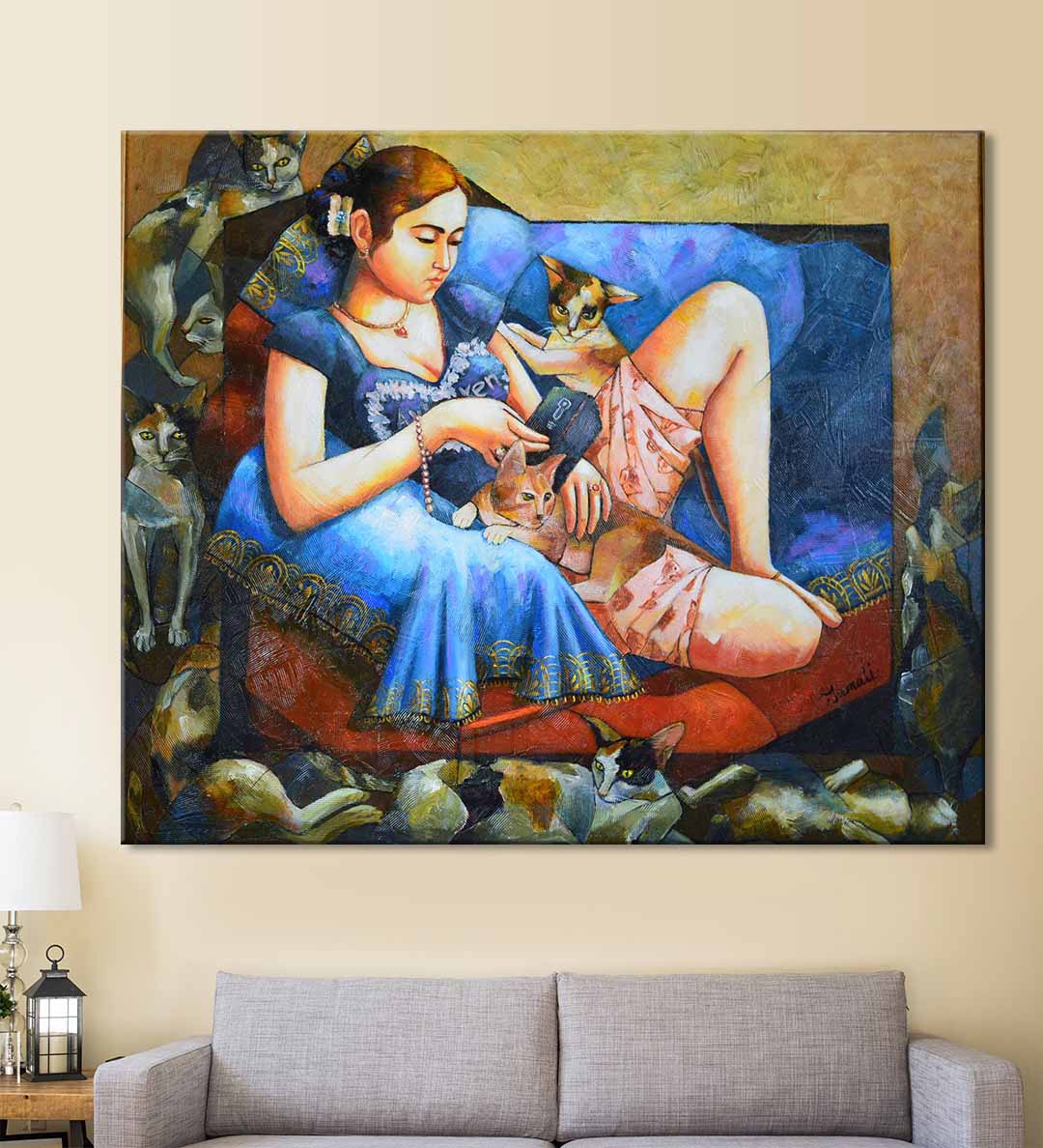 Girl with Cats - Wall Decor - 1