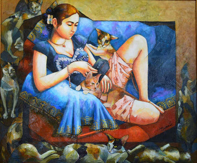 Girl with Cats - Wall Decor - 2