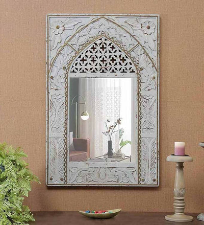 Imrana Carved Minaret Style Wall Mirror (24in x 1in x 36in) - Home Decor - 1