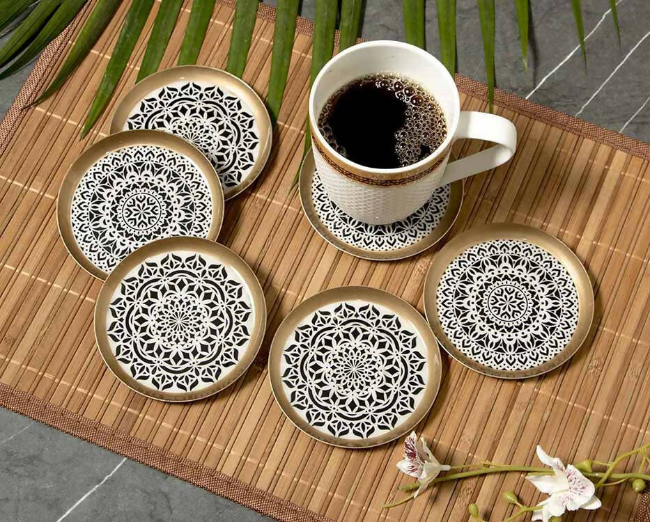 Mandala Art Print Coaster Set of 6 - Dining & Kitchen - 1