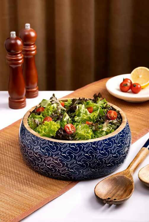 Salad Bowl + Server Set Wooden Wabi Sabi
