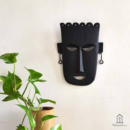 Wrought Iron Tribal Mask - Wall Decor - 1