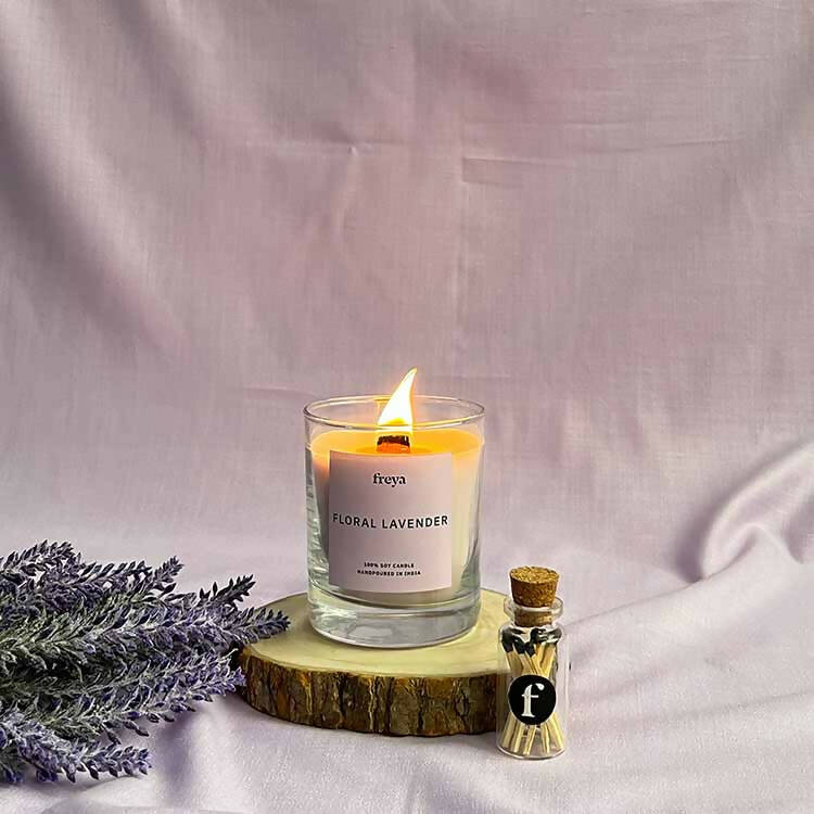 Floral Lavender Glass Jar Candle - Decor & Living - 1