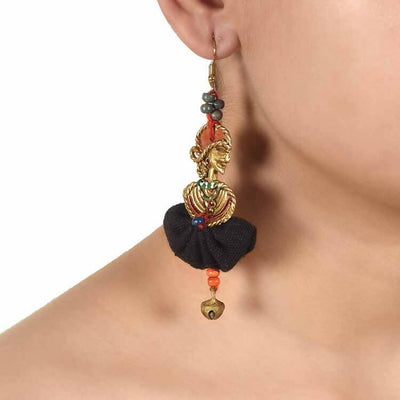 The Dancing Empress Handcrafted Tribal Dhokra Earrings in Jet Black - Fashion & Lifestyle - 2