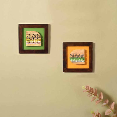 Shades of Warli Wall Paintings - Set of 2 (8x8x7.5") - Wall Decor - 1
