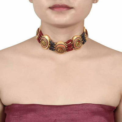 The Guards of Empress Handcrafted Tribal Dhokra Oval Choker - Fashion & Lifestyle - 2