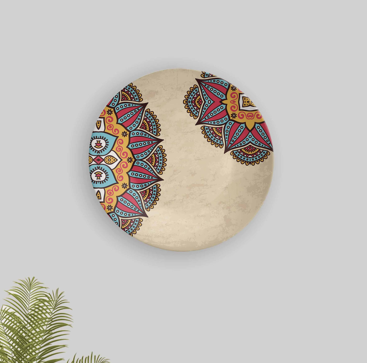 Beige Mandala Art Decorative Wall Plate - Wall Decor - 1