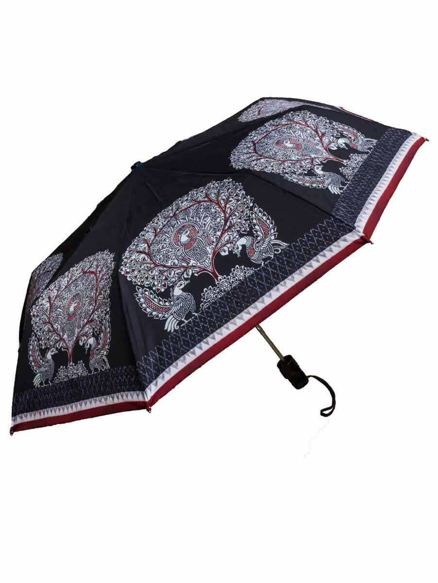 Black Ikkat Three Fold Umbrella - Fashion & Lifestyle - 1