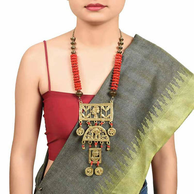 Butterflies in Garden' Handcrafted Tribal Dhokra Necklace - Fashion & Lifestyle - 2