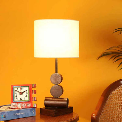 Tao I Wooden Table Lamp with Shallow Drum Shade-Height - 21'' - Decor & Living - 1