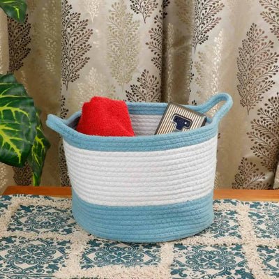 Cotton Dual Color Small Handle Basket - Set of 3 - Storage & Utilities - 2