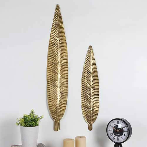 Long Antique Leaves Wall Decor Set of 2