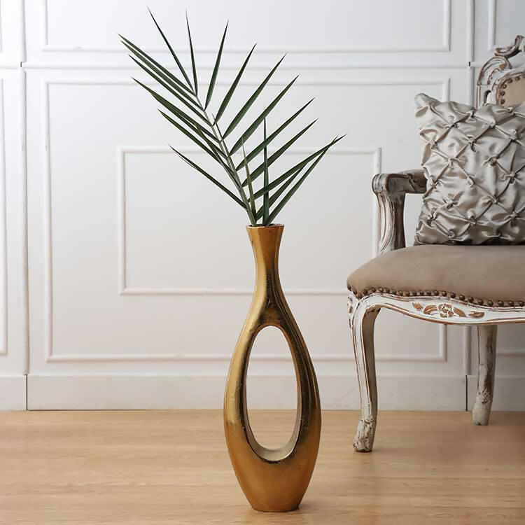 Oblong Vase in Raw Gold Finish Small Size 61-378-55-2
