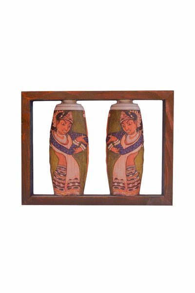 Brown Rectangle Handpainted Flip Flop Vintage Bottle Wooden Frame with Ajanta Art - Decor & Living - 4
