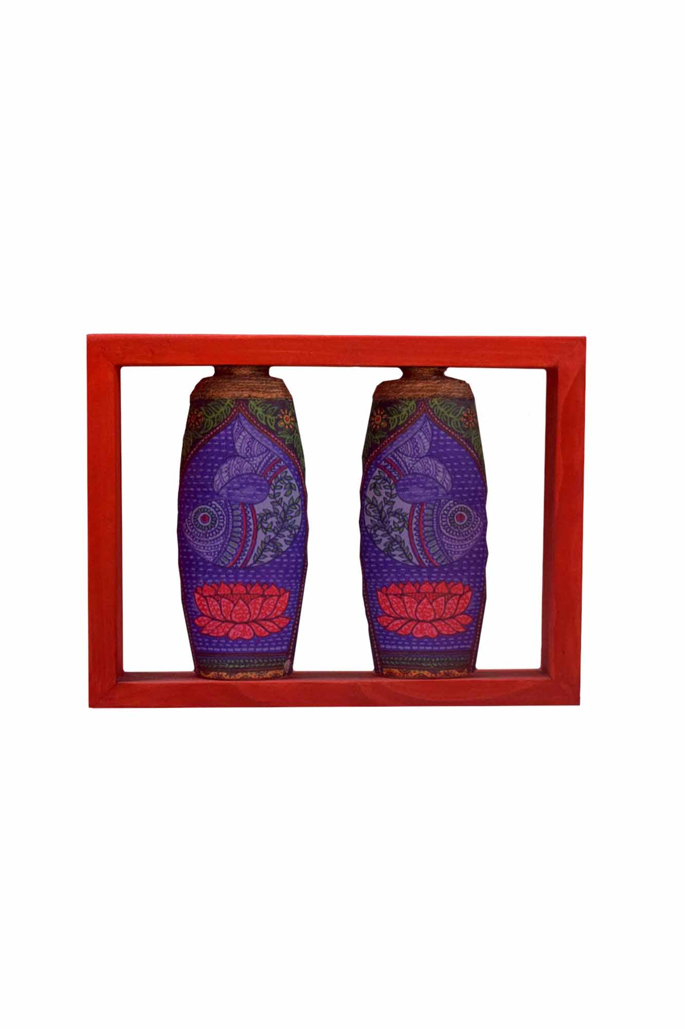 Rectangle Handpainted Flip Flop Vintage Bottle Wooden Frame with Ajanta Art - Decor & Living - 4